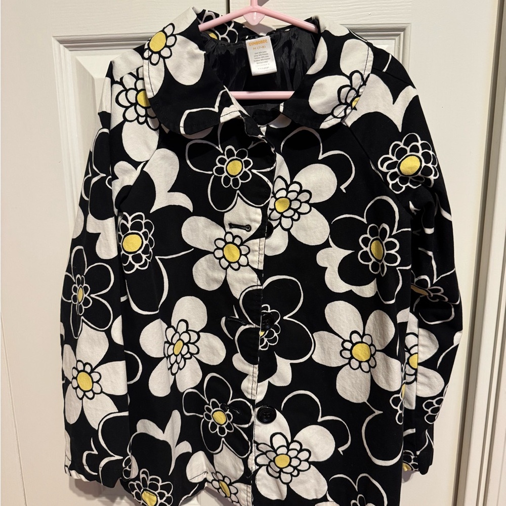 Floral Black and White Button-Up Shirt